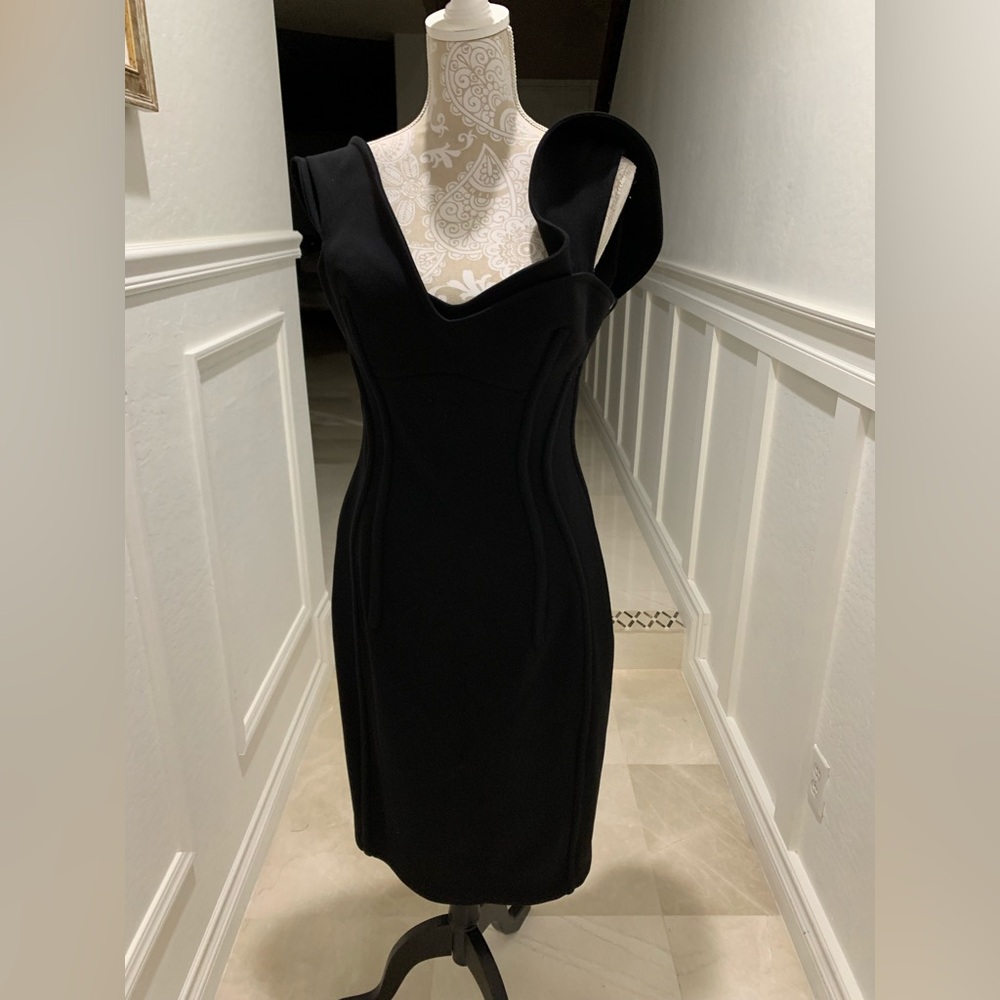 Bottega Veneta Off-The-Shoulder Bonded Wool Tricotine Midi Bustier Dress Size 40